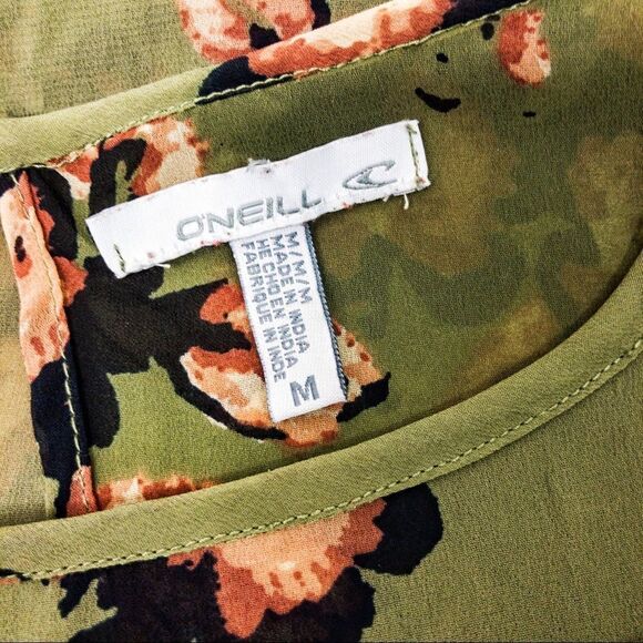 O’Neill Green Floral Sheer Top Sz M - Picture 7 of 11